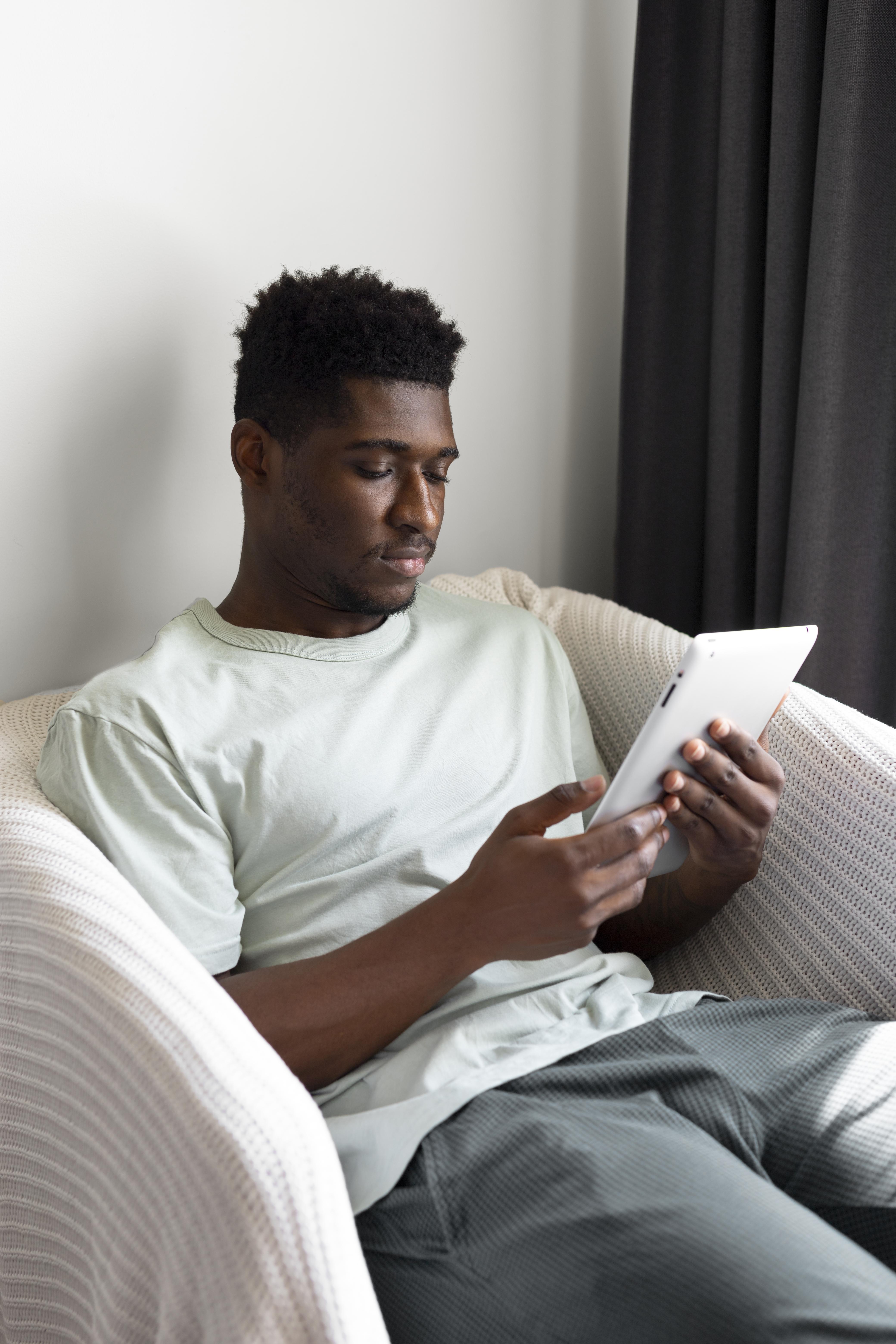 Man learning about sexual health